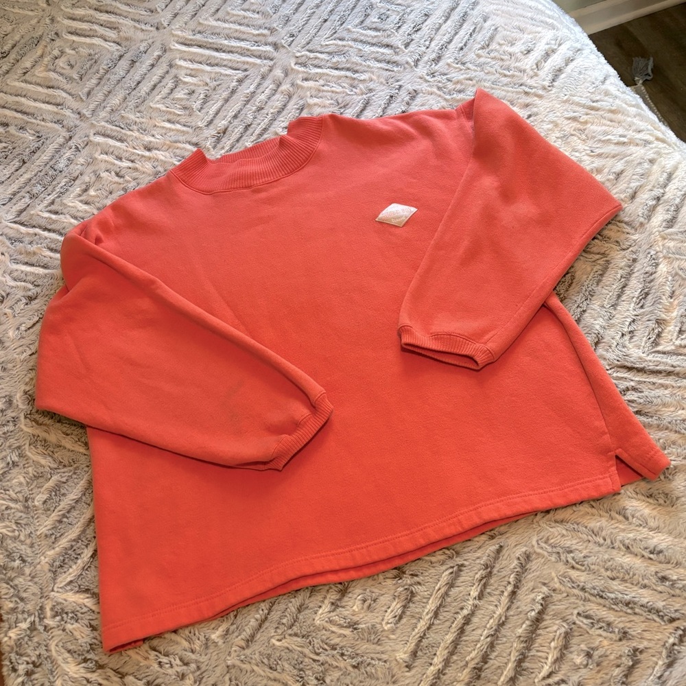 90s vintage Bugle Boy sweatshirt mock neck peach salmon men MEDIUM unisex women